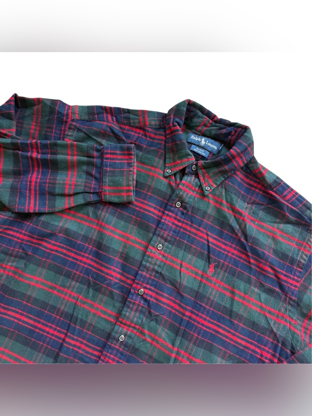 Vintage Ralph Lauren Blake Large Tartan Plaid Flannel Shirt Christmas 90s Preppy
